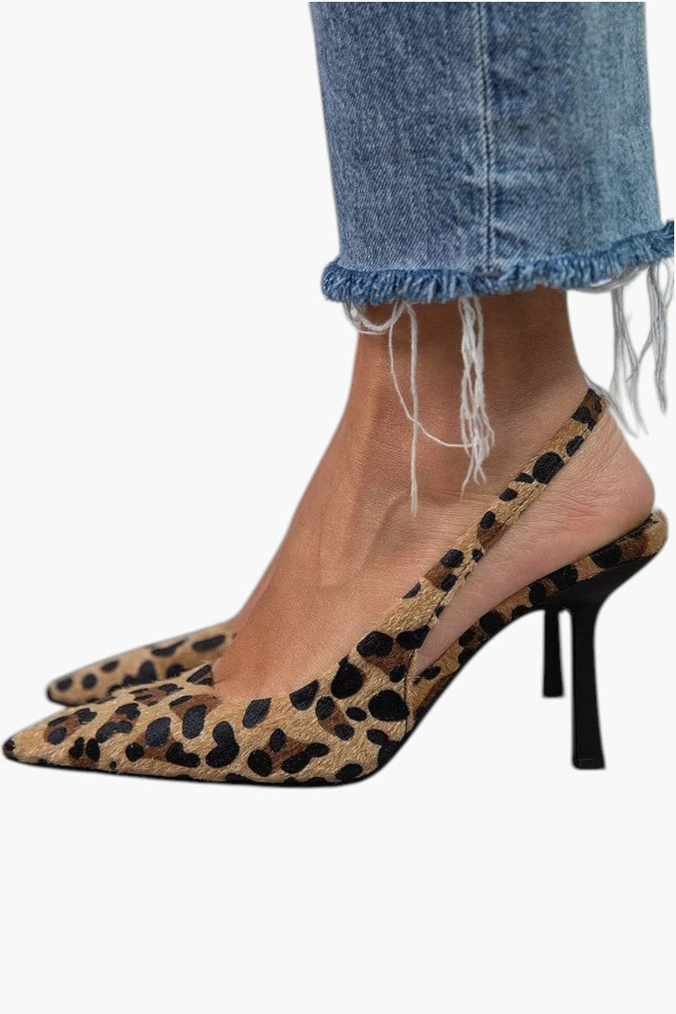 Tacones slingback mujer ante puntera fina tacón kitten elegante oficina casual