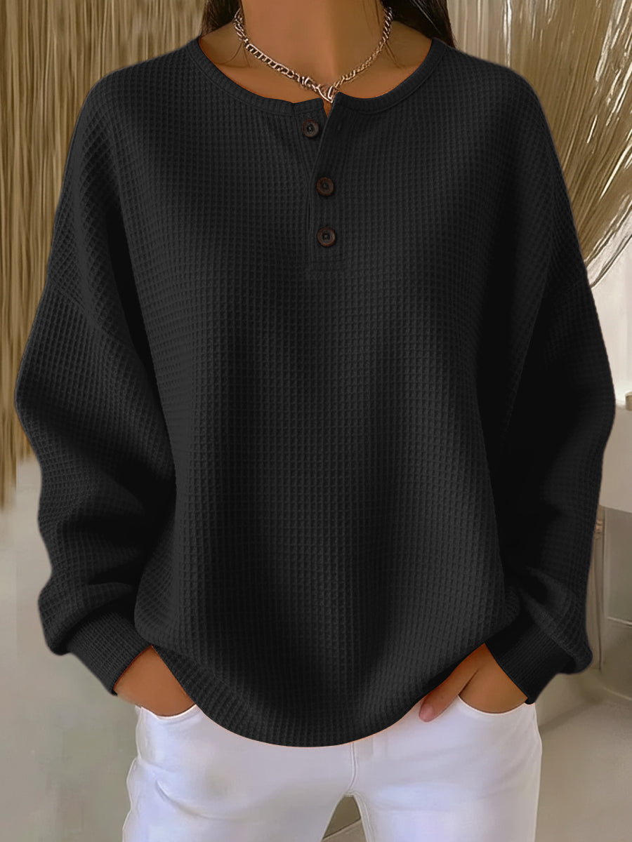 Mirabel™ | Sudadera Henley Acogedora de Tejido Gofre
