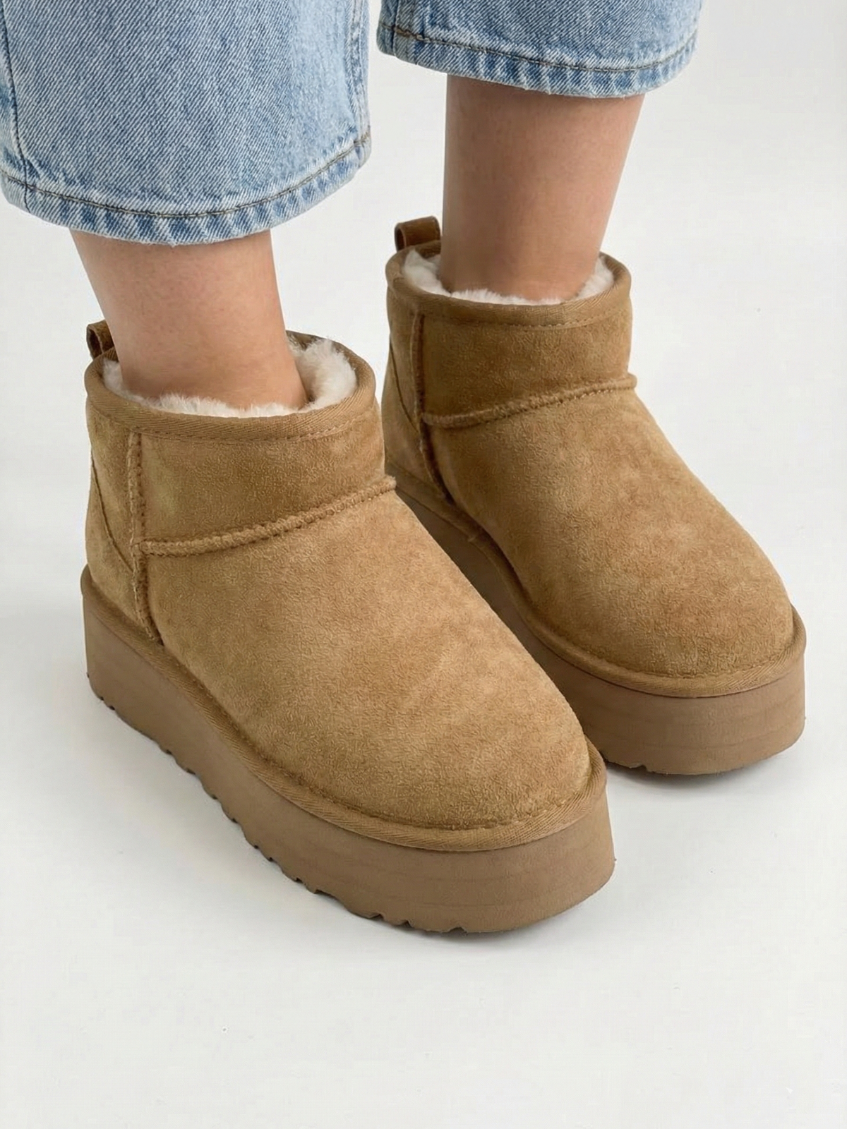 Botas de Plataforma con Efecto Ante y Forro de Pelo Sintético