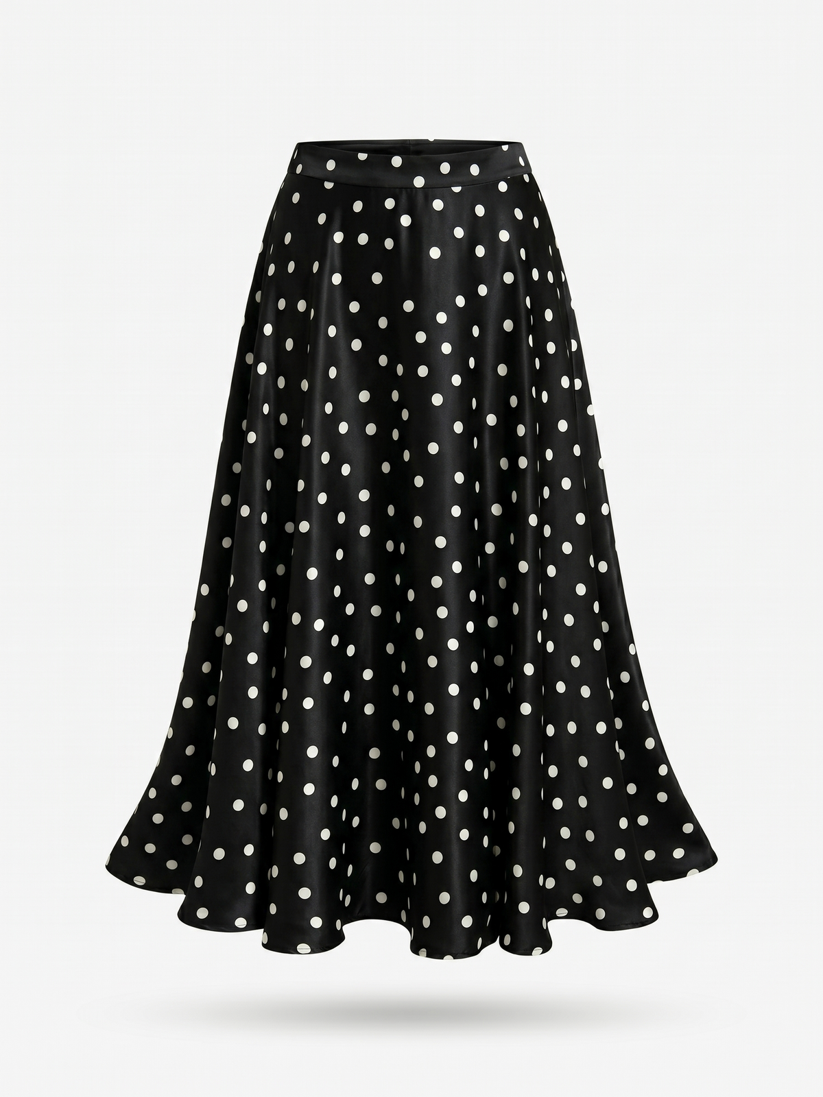 Mathilde Falda maxi de satén con volantes y lunares - Negro