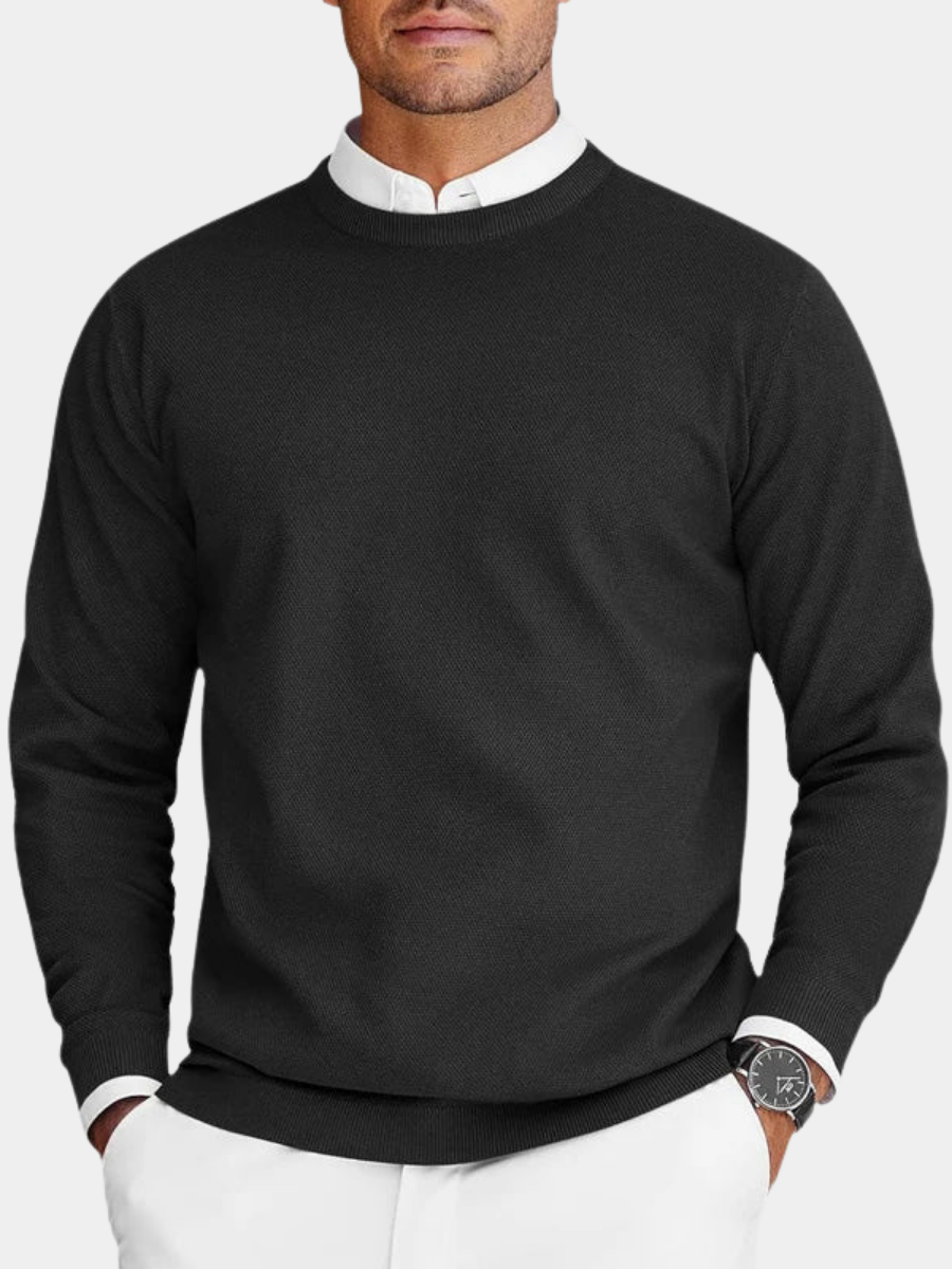 Suéter hombre cuello redondo blanco – estilo clásico elegante cómodo diario