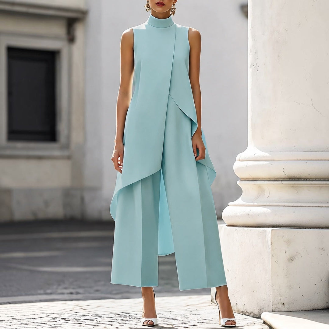 Valentina | Conjunto elegante con top drapeado y cuello alto