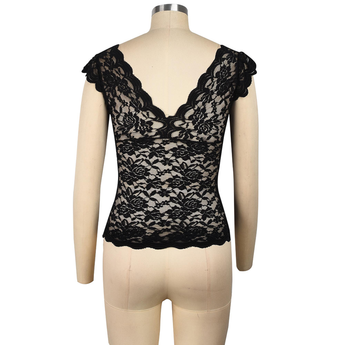 Scallace | Camiseta de Encaje con Escote en V
