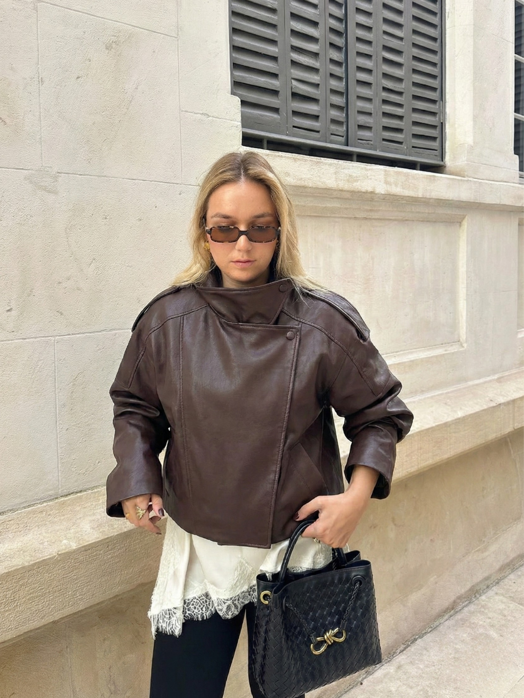 Felicia | Chaqueta oversize de cuello alto de imitación de piel