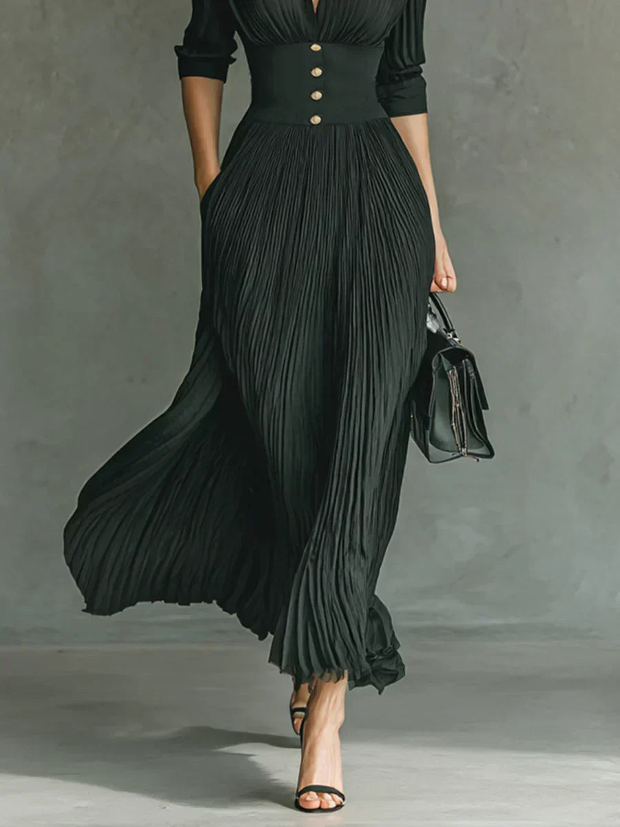 Margot™ | Vestido Largo con Escote de Solapa
