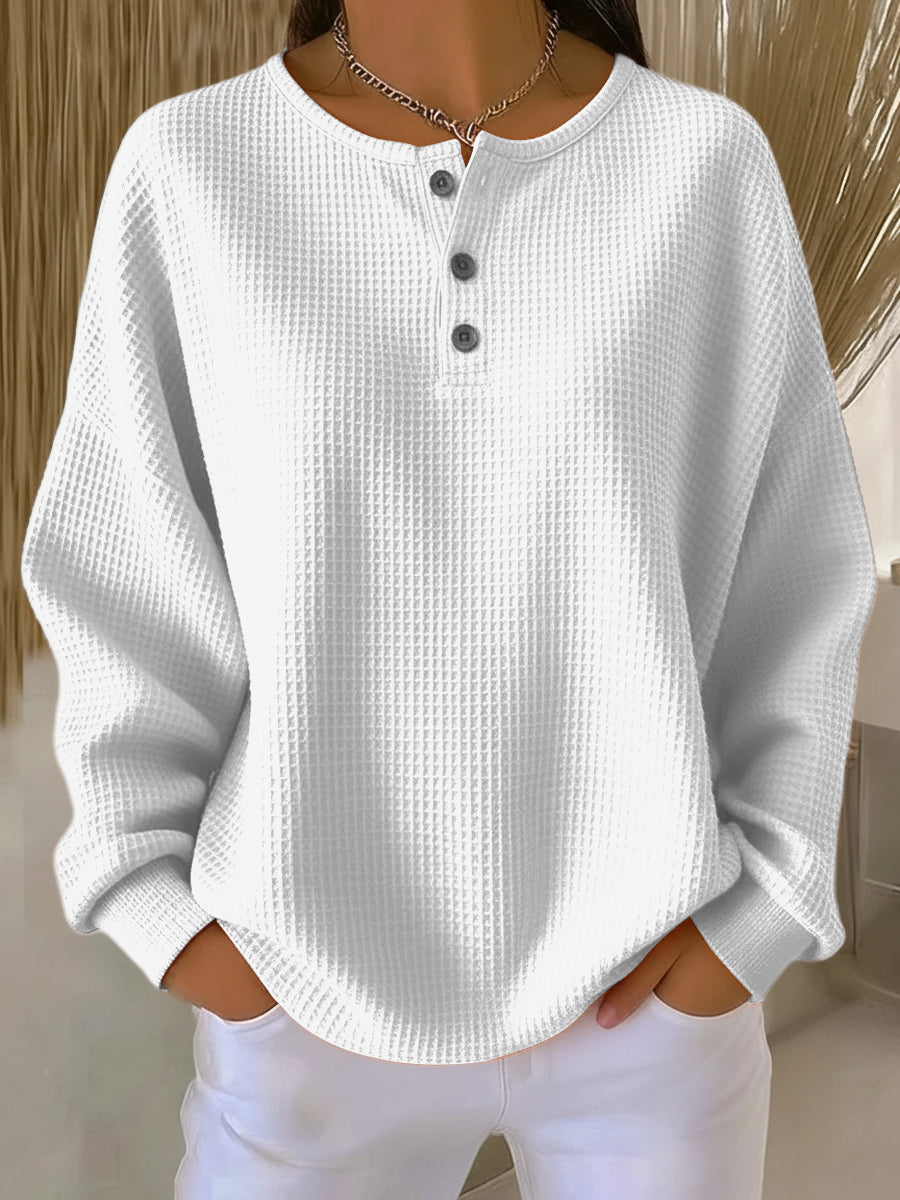 Mirabel™ | Sudadera Henley Acogedora de Tejido Gofre
