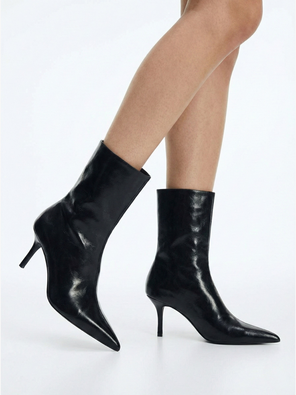 Crick | Botines negros de mujer con punta puntiaguda y tacón