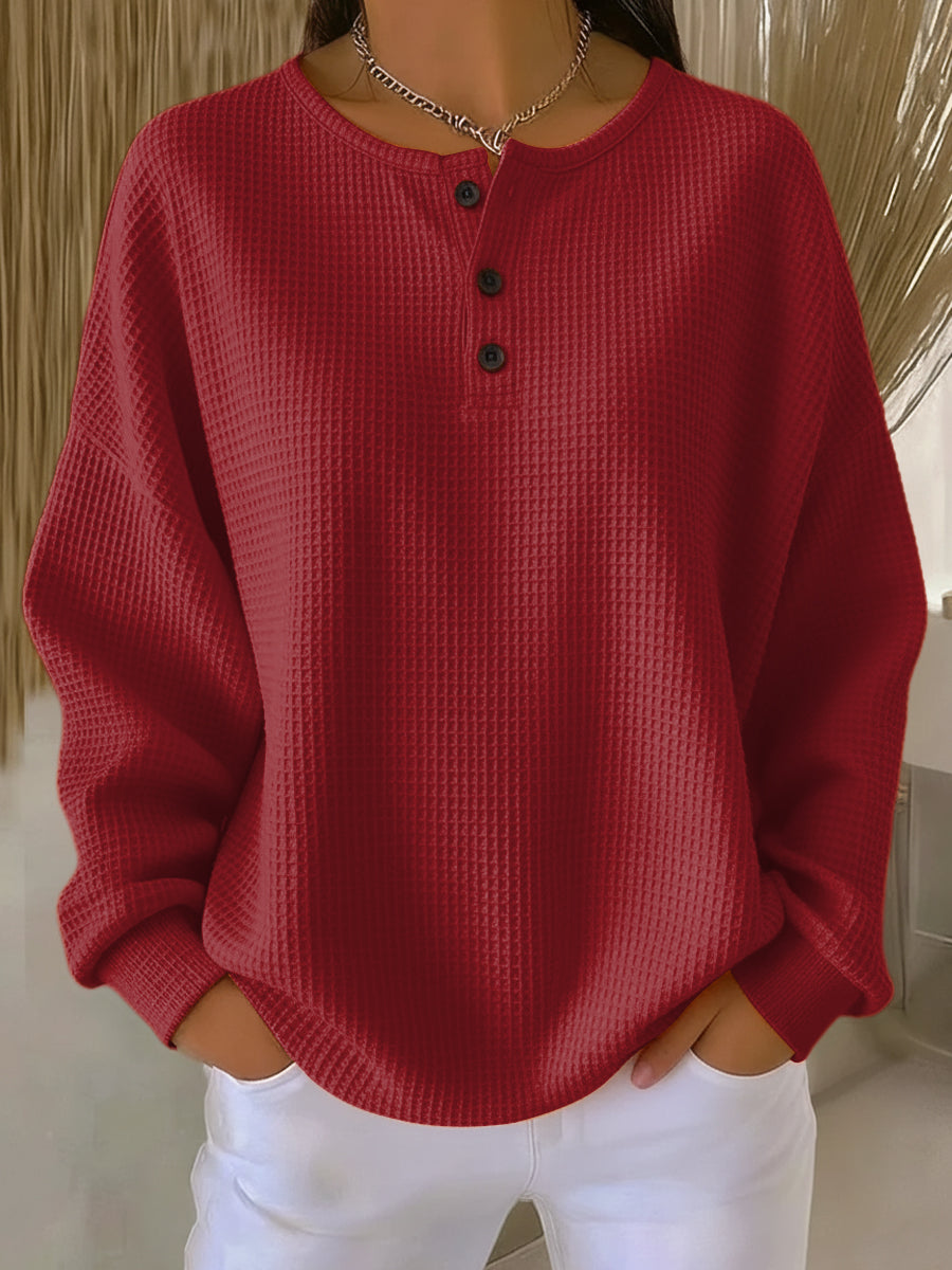 Mirabel™ | Sudadera Henley Acogedora de Tejido Gofre