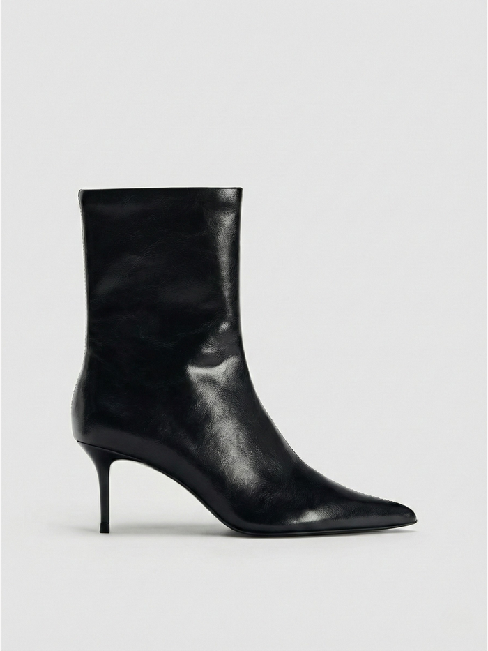 Crick | Botines negros de mujer con punta puntiaguda y tacón