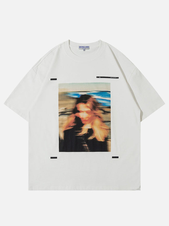 Camiseta WLS Estampado Chica Difuminada