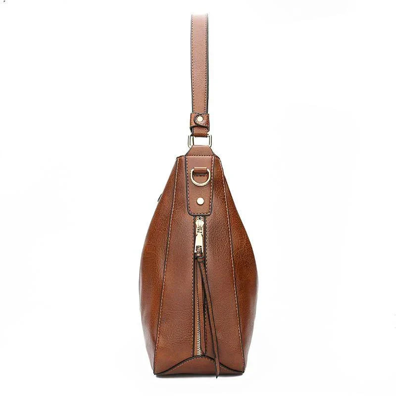 Bolso hobo de piel de lujo antirrobo con cartera pequeña