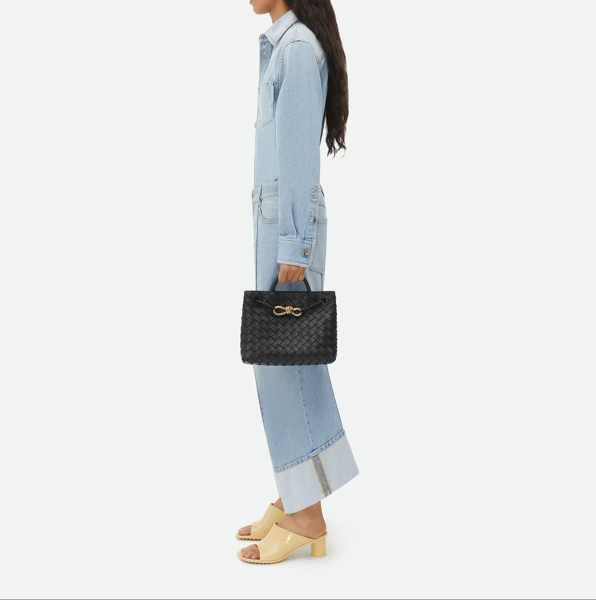Mini shopper de tejido trenzado con lazo — Venta