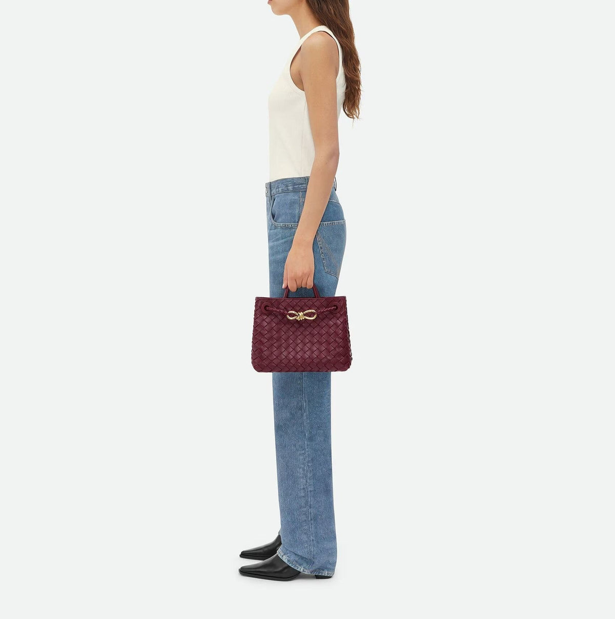 Mini shopper de tejido trenzado con lazo — Venta