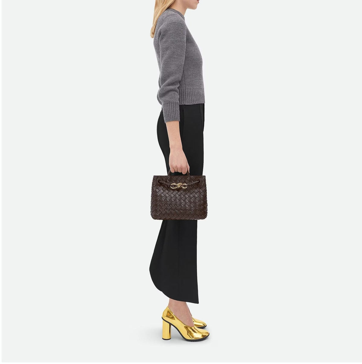 Mini shopper de tejido trenzado con lazo — Venta