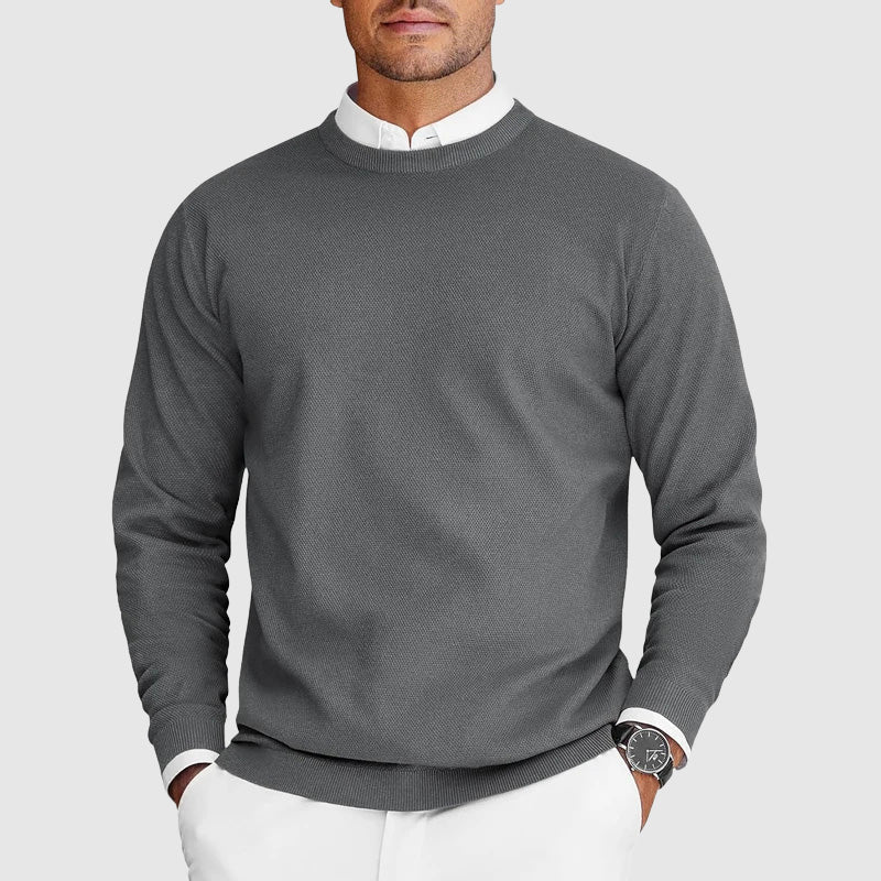 Suéter hombre cuello redondo blanco – estilo clásico elegante cómodo diario