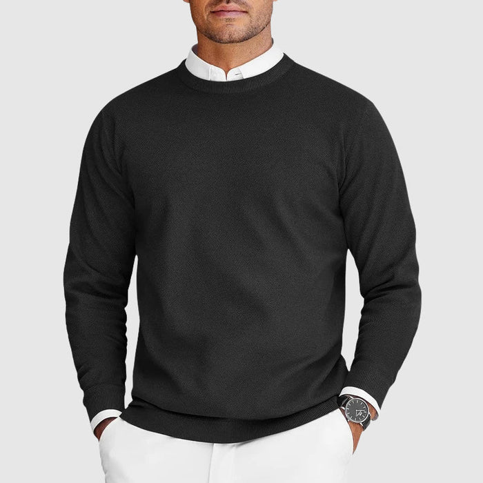 Suéter hombre cuello redondo blanco – estilo clásico elegante cómodo diario