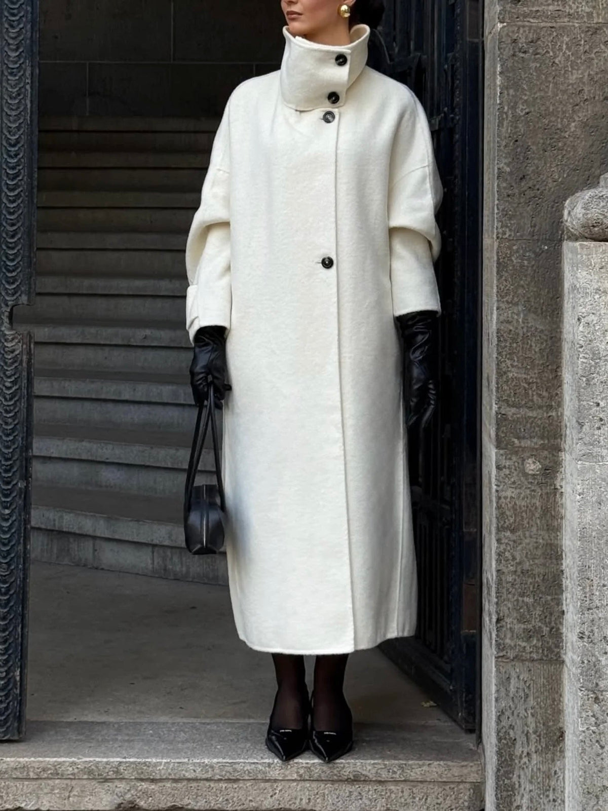 Amaya | Elegante Abrigo Largo de Cuello Alto
