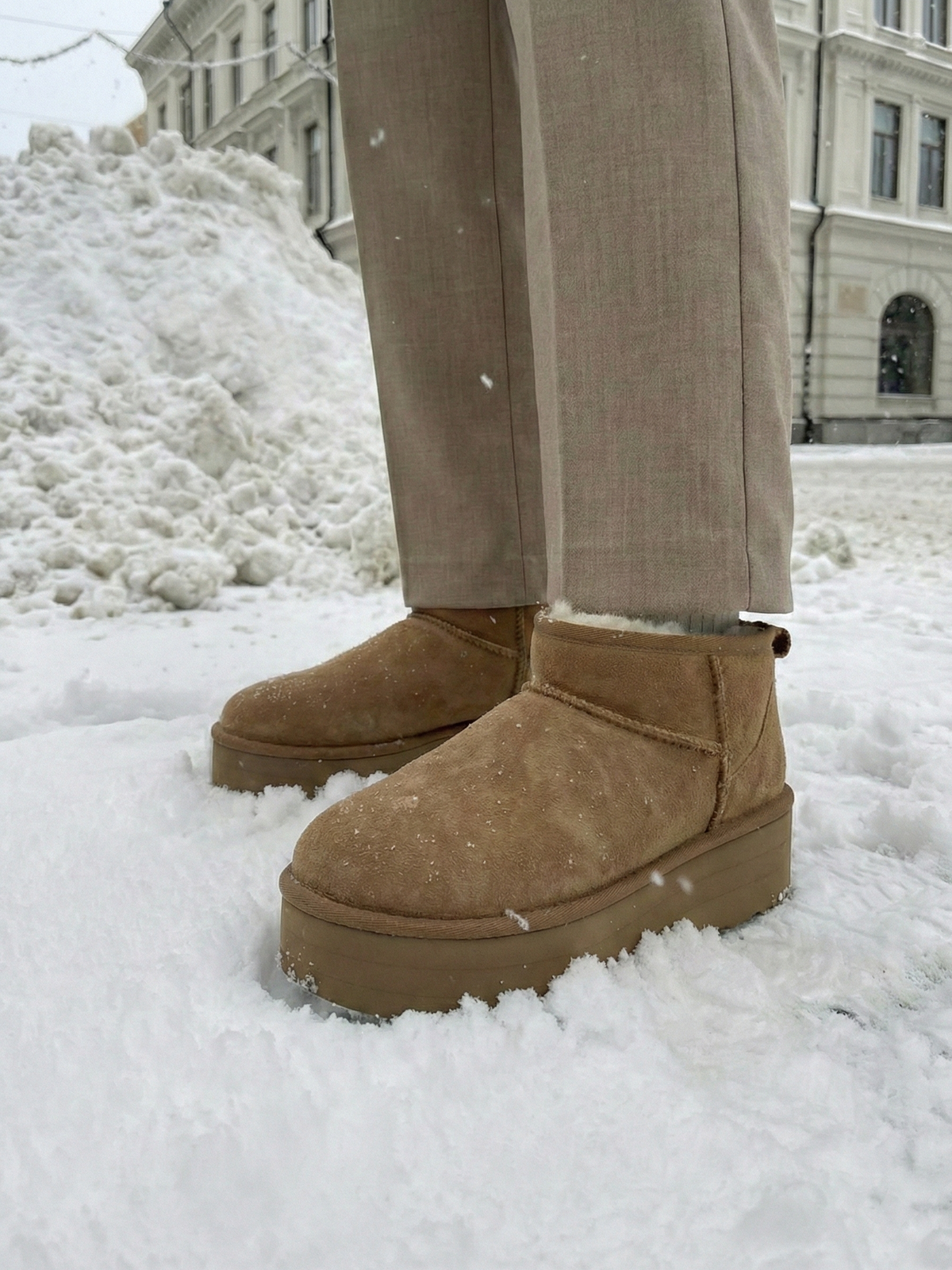 Botas de Plataforma con Efecto Ante y Forro de Pelo Sintético