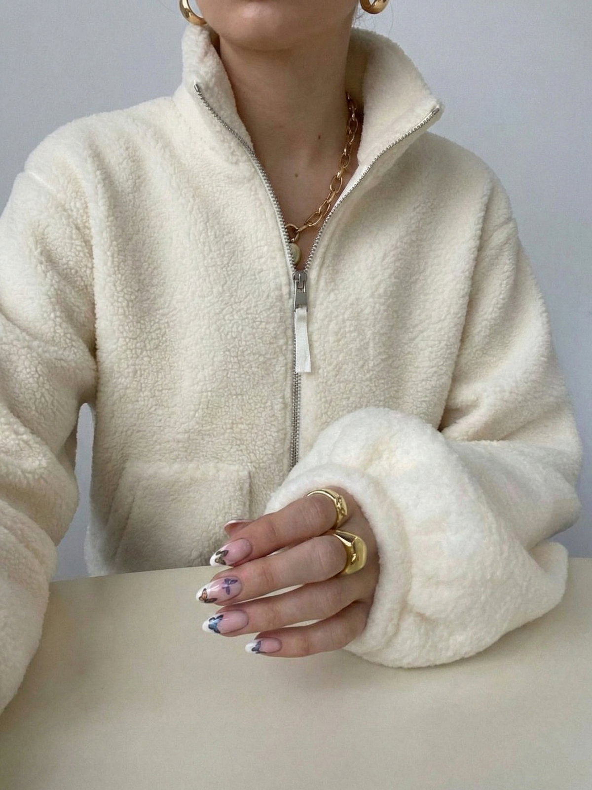 Maddy | Chaqueta Impermeable con Cremallera y Cuello Alto de Forro Polar Teddy