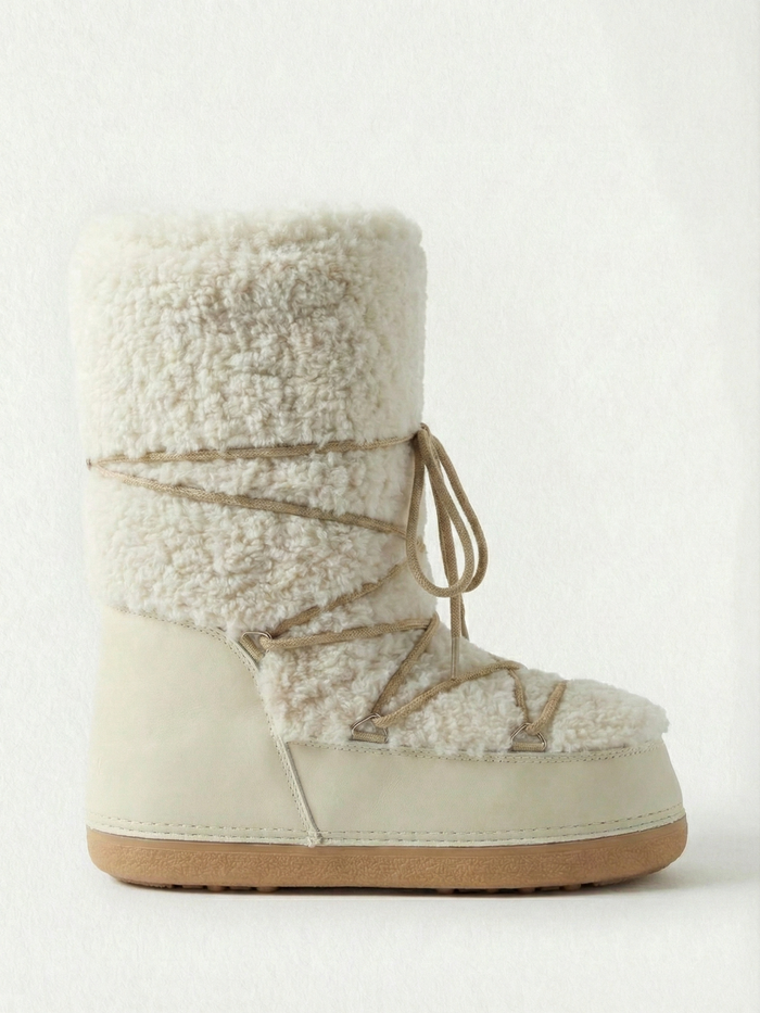 Botas Altas Cómodas con Cordones para Mujer Color Crema
