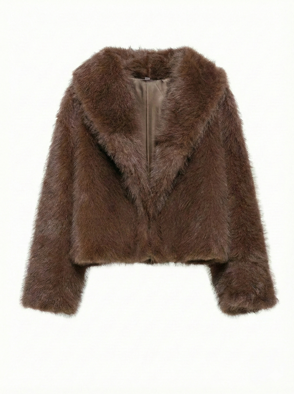 Ayla | Chaqueta Corta de Pelo Sintético con Cuello Ancho