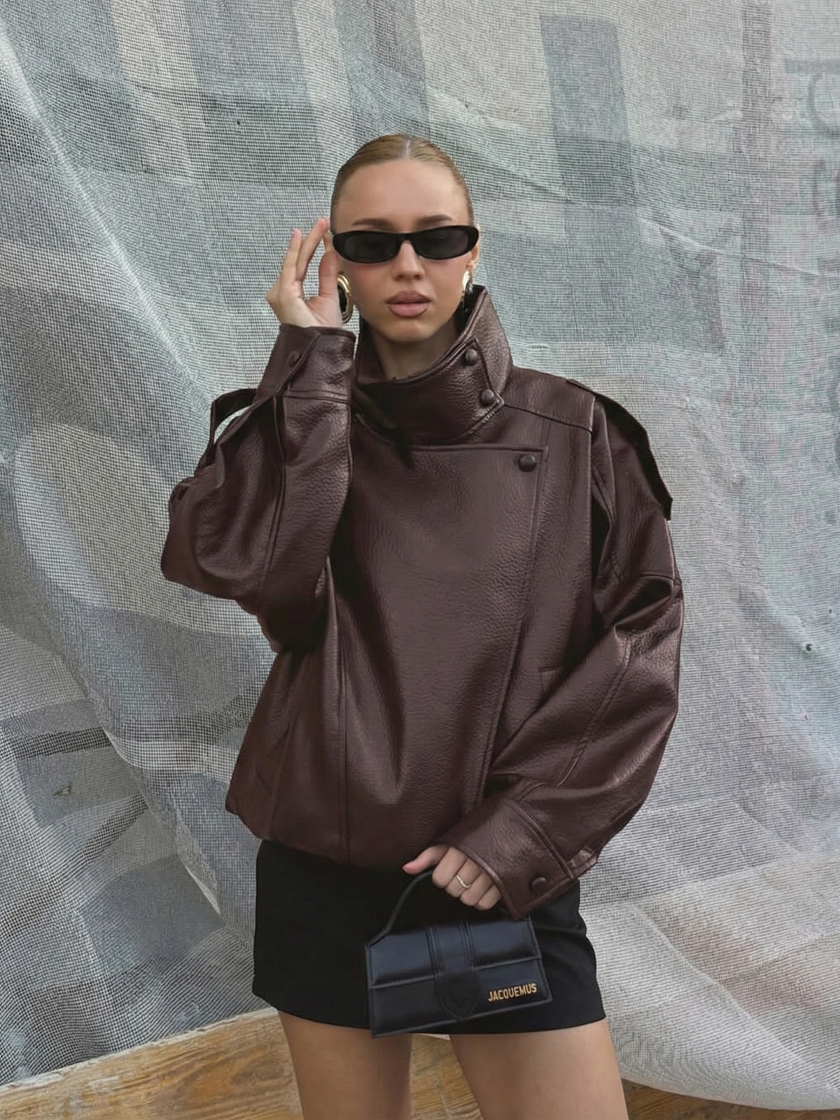 Felicia | Chaqueta oversize de cuello alto de imitación de piel