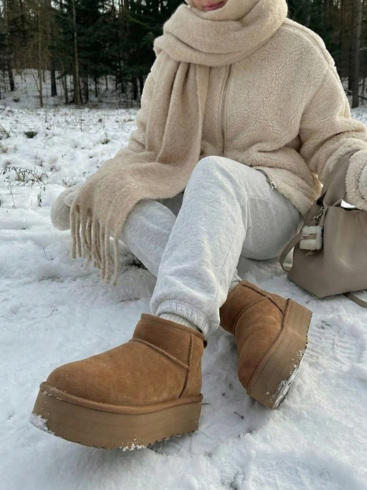 Botas de Plataforma con Efecto Ante y Forro de Pelo Sintético