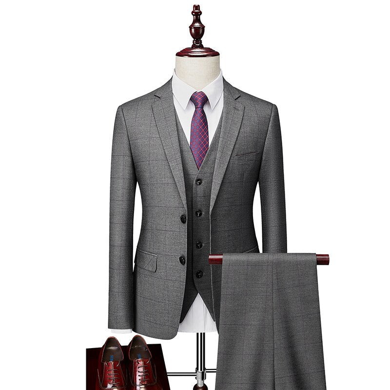 Traje de Tres Piezas Shelby a Cuadros