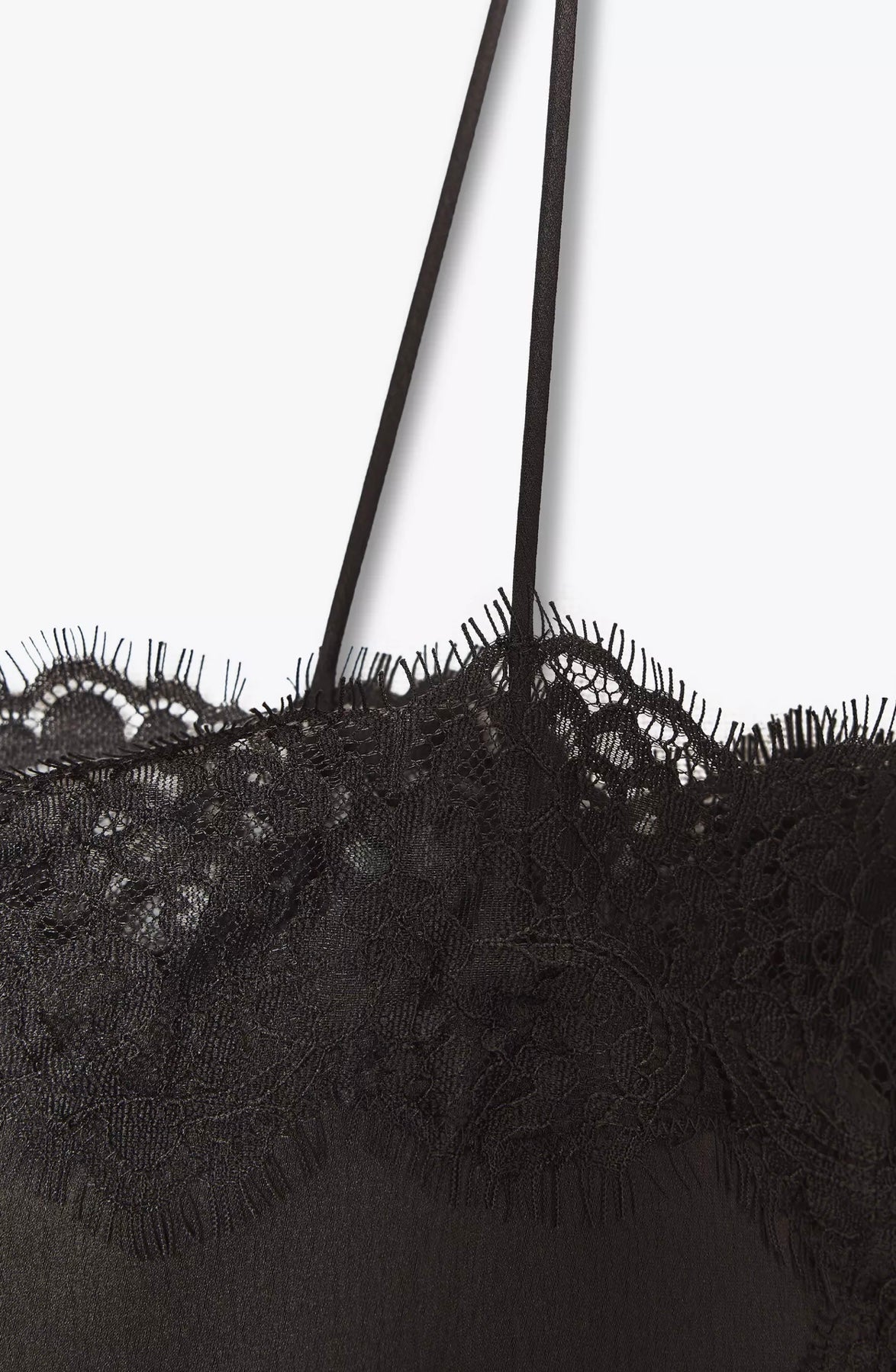 Irina Top con ribete de encaje negro - Negro