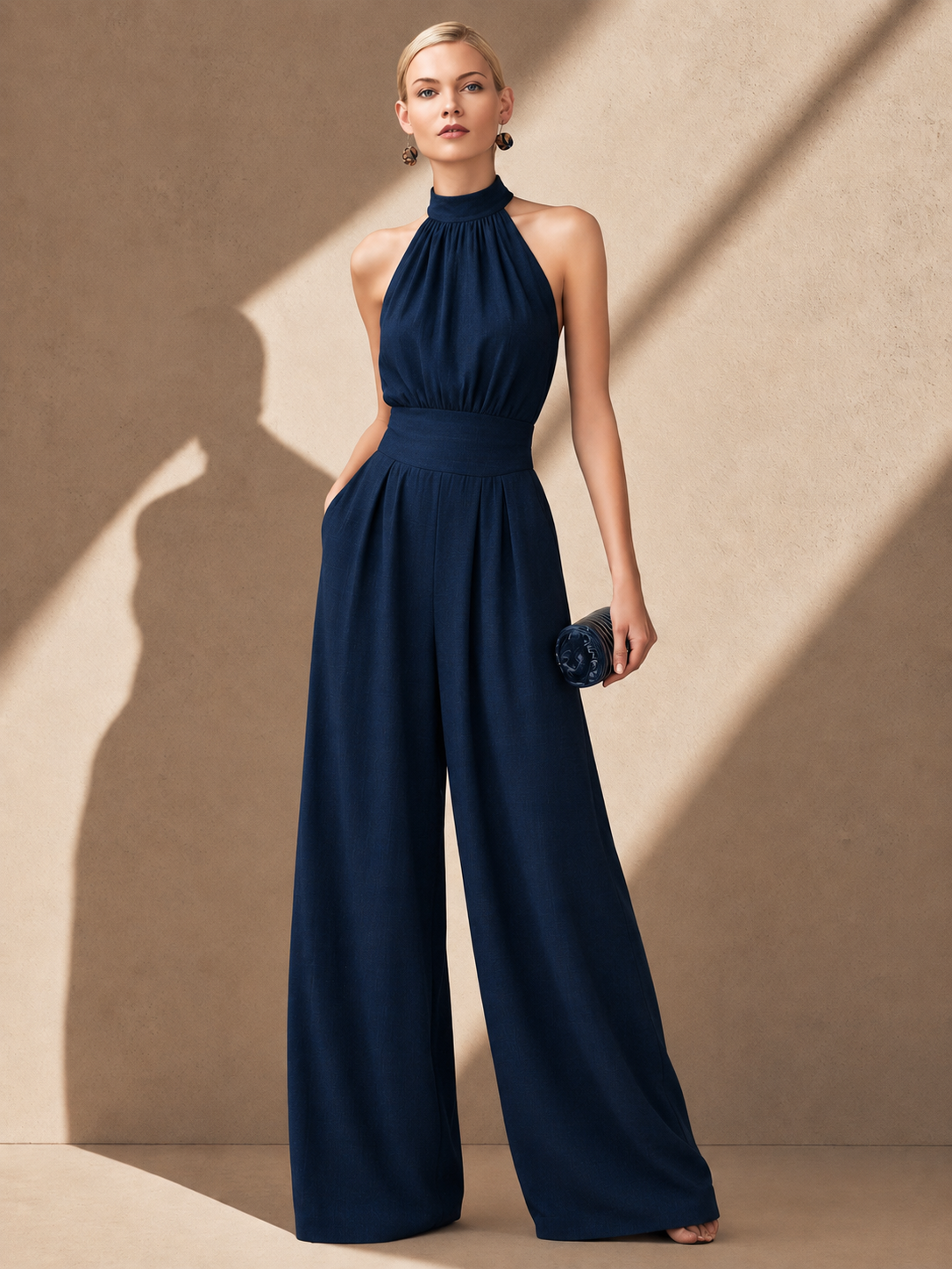 Montserrat | Conjunto Palazzo de Lino y Blusa Halter Mujer Estampado