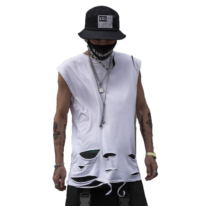 Camiseta WLS Sin Mangas Rota con Agujeros