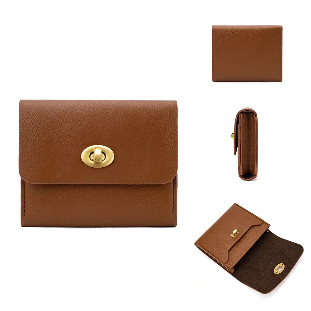 Billetera de mujer minimalista en marrón