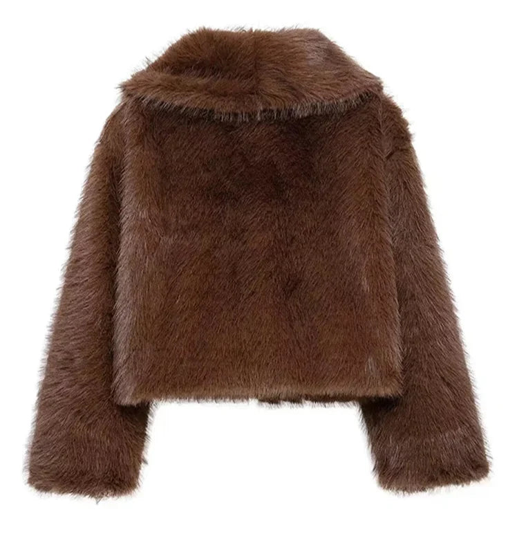 Ayla | Chaqueta Corta de Pelo Sintético con Cuello Ancho