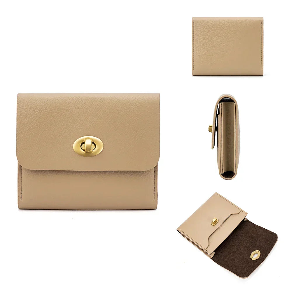 Billetera de mujer minimalista en marrón