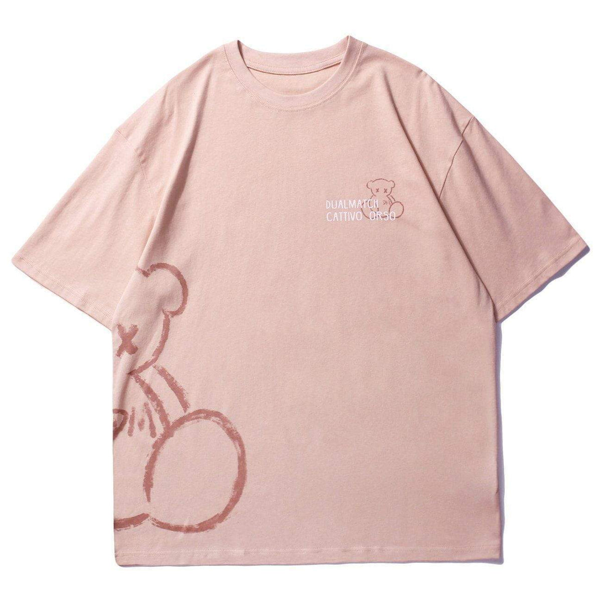 Camiseta WLS Pooh Sombreado Cuello Redondo Algodón Suave