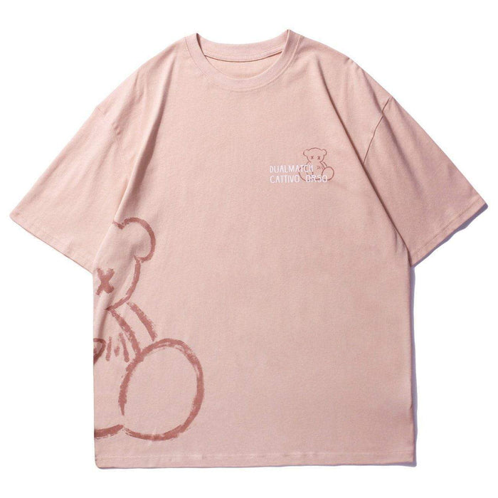 Camiseta WLS Pooh Sombreado Cuello Redondo Algodón Suave