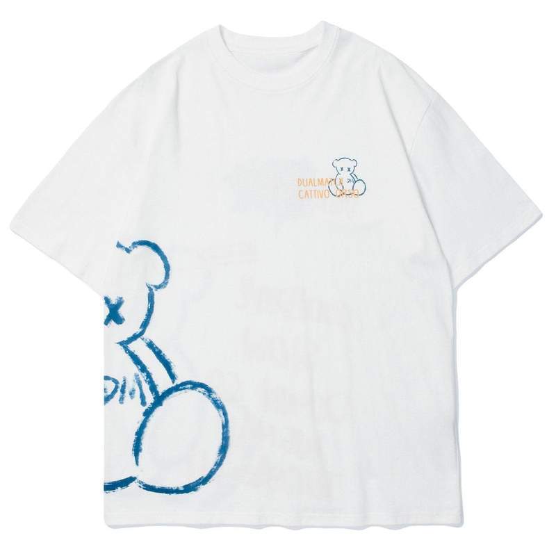 Camiseta WLS Pooh Sombreado Cuello Redondo Algodón Suave