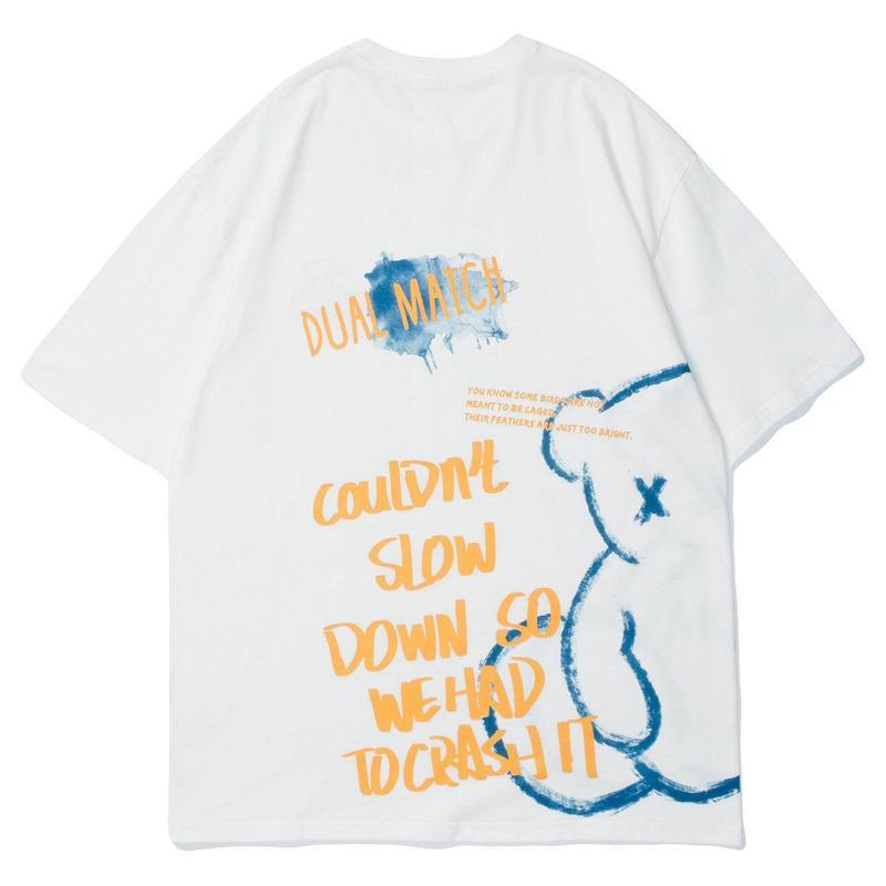 Camiseta WLS Pooh Sombreado Cuello Redondo Algodón Suave