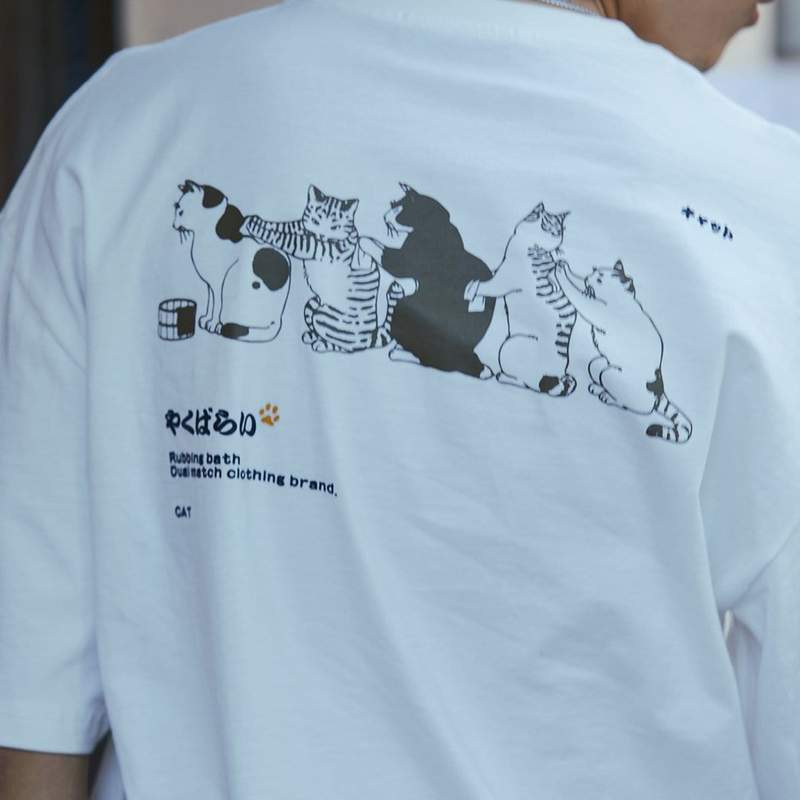 Camiseta WLS Estampado Gato Algodón Suave