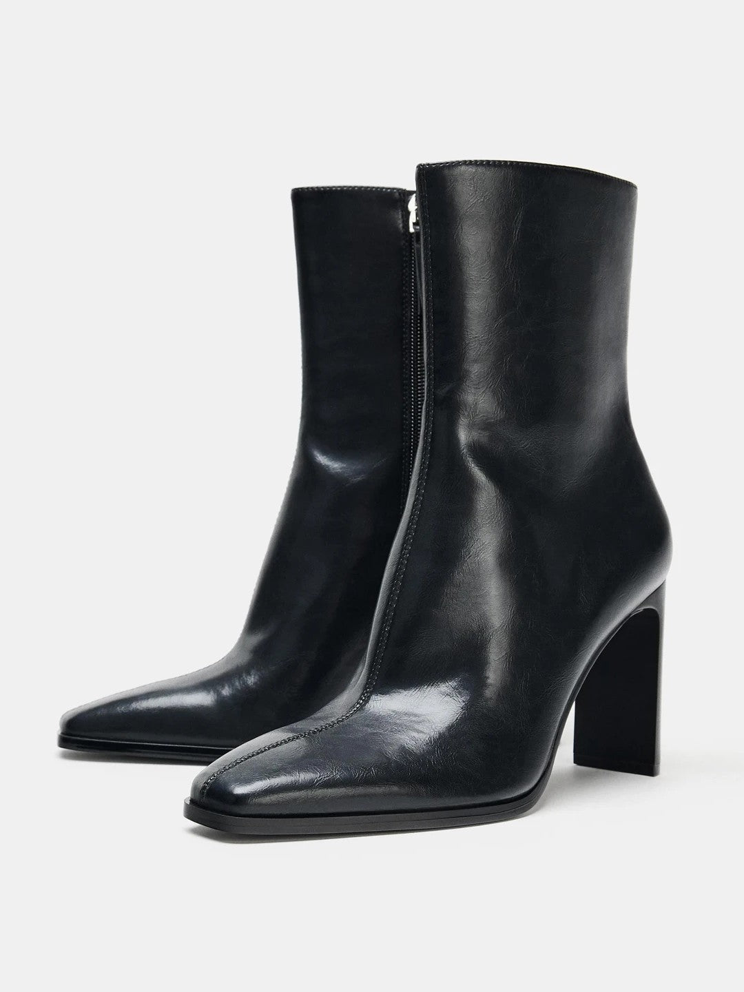 Belfast | Botines negros de cuero sintético con punta cuadrada