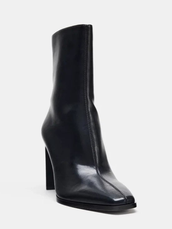 Belfast | Botines negros de cuero sintético con punta cuadrada
