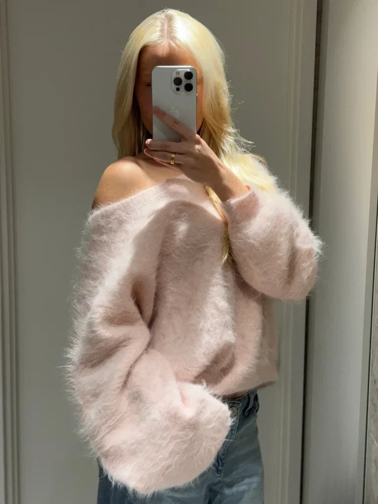 Riley | Jersey de Punto Esponjoso Rosa Suave