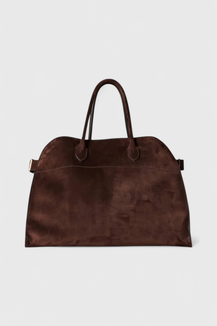 Bolso tote grande mujer marrón elegante – bolso amplio cuero vegano efecto ante