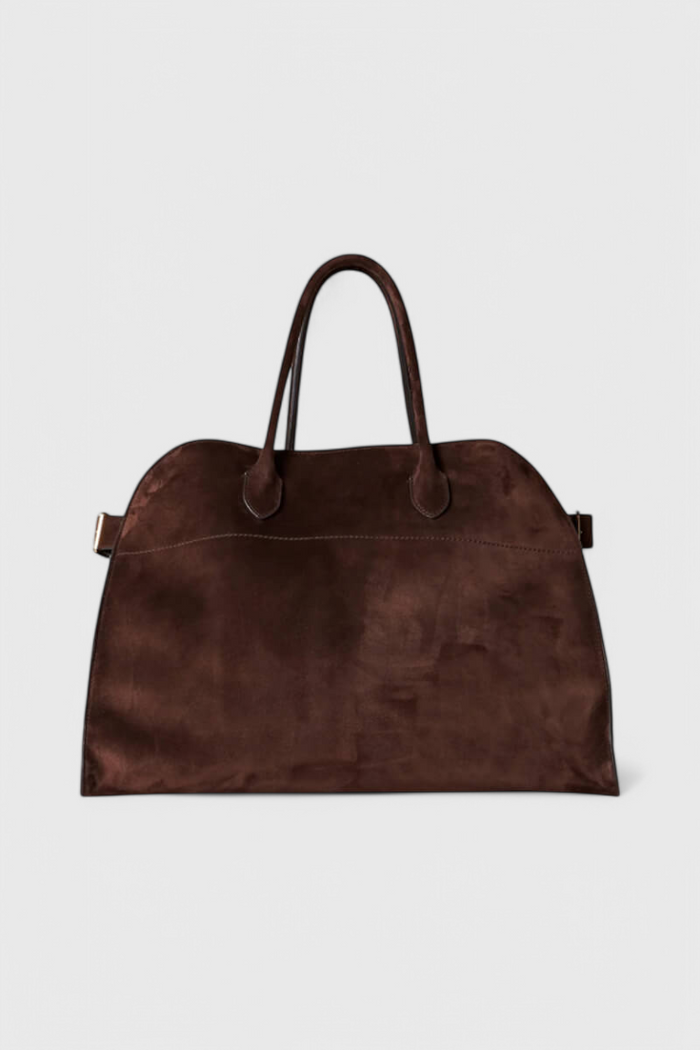 Bolso tote grande mujer marrón elegante – bolso amplio cuero vegano efecto ante