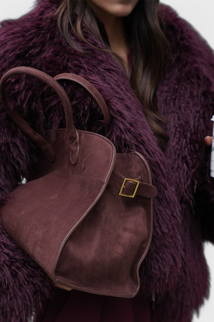 Bolso tote grande mujer marrón elegante – bolso amplio cuero vegano efecto ante