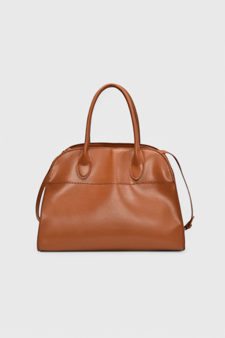 Bolso tote grande mujer marrón elegante – bolso amplio cuero vegano efecto ante