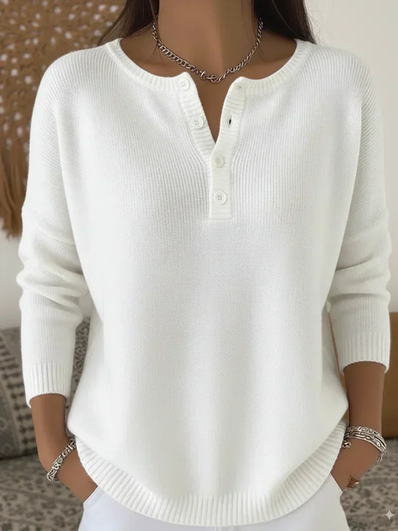 Helena™ | Suéter de Punto Henley con Botones