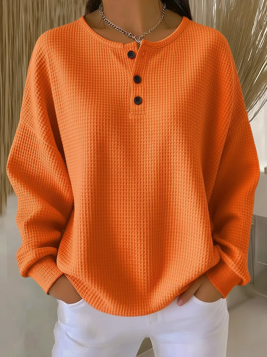 Mirabel™ | Sudadera Henley Acogedora de Tejido Gofre