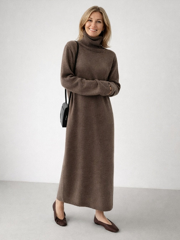 Esther | Vestido de Invierno de Punto Mujer Cuello Alto Manga Larga