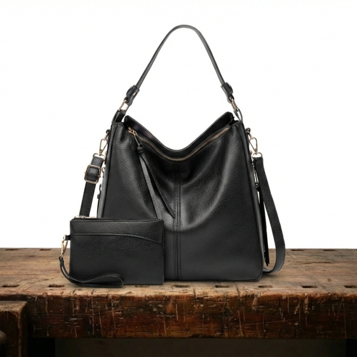 Bolso hobo de piel de lujo antirrobo con cartera pequeña